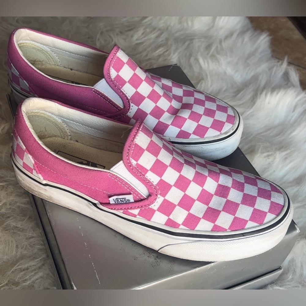 Vans | Women’s Pink White Checkered Slip-Ons Sneakers Shoes Size 7 *Rare Find - Picture 8 of 9